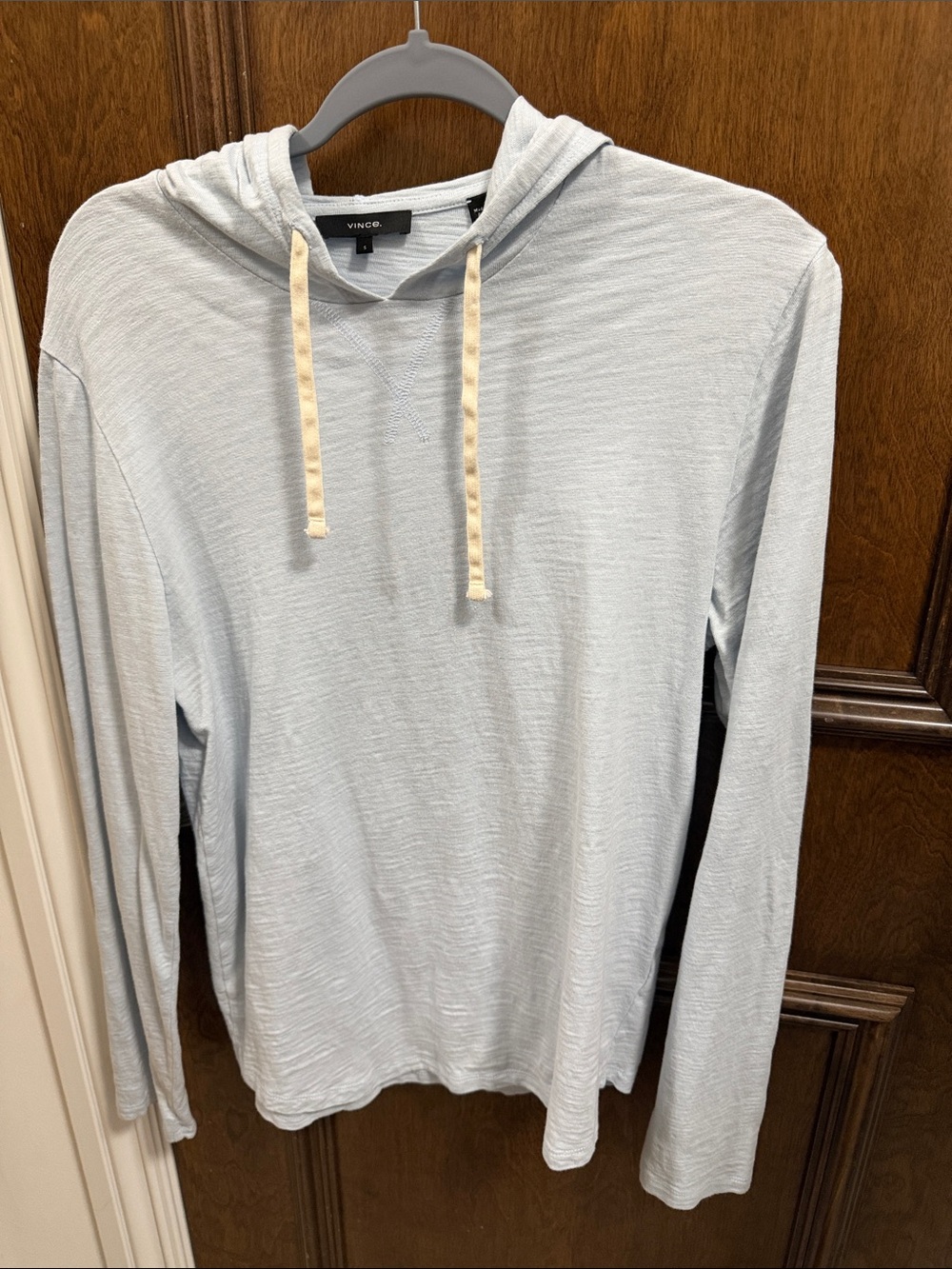 Vince Light Blue Hooded Long Sleeve with Cream Drawstrings